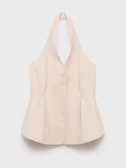 Mango Cream Pleated Halter Neck Waistcoat - Image 6 of 7
