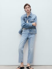 Mango Blue Mid Rise Straight Jeans - Image 1 of 4