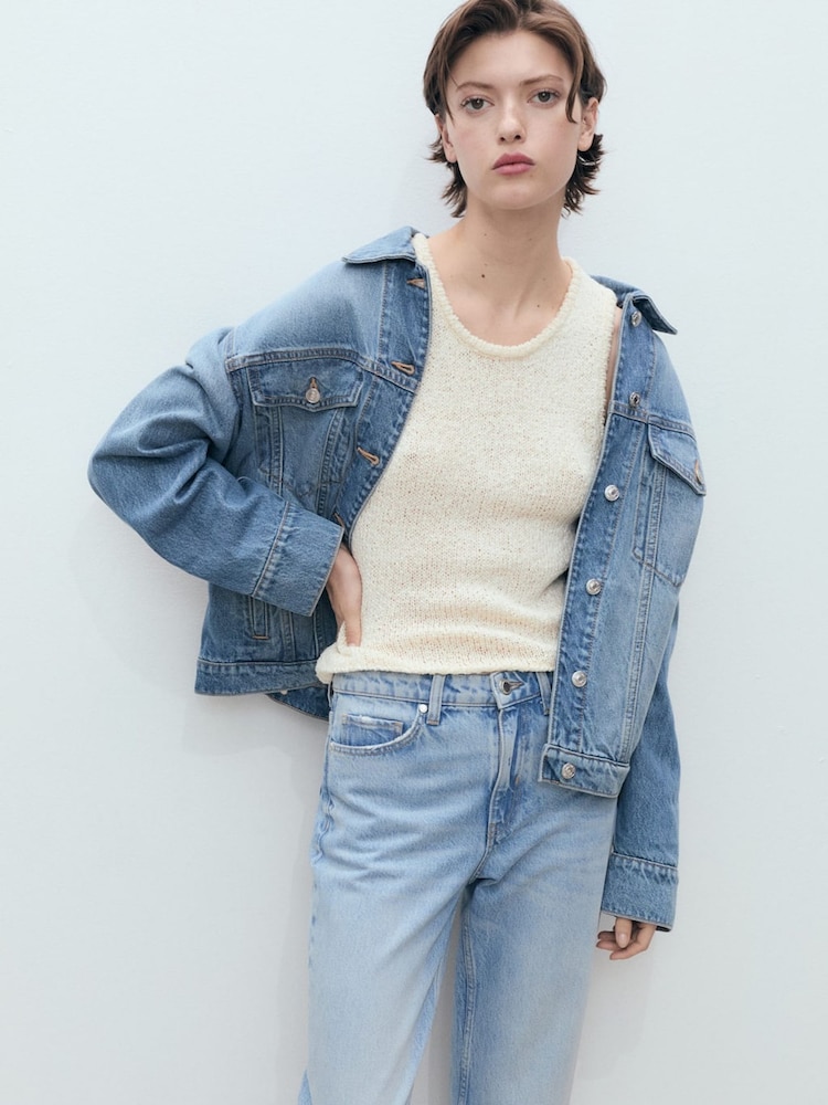 Mango Blue Mid Rise Straight Jeans - Image 2 of 4 Mango Blue Mid Rise Straight Jeans - Image 2 of 4