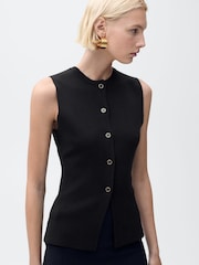 Mango Black Fine Knit Waistcoat - Image 3 of 6