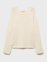 Mango Cream Round Neck Crochet Sweater - Image 4 of 5