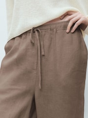 Mango Brown Linen Straight Leg Trousers - Image 3 of 6