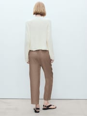 Mango Brown Linen Straight Leg Trousers - Image 4 of 6