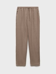Mango Brown Linen Straight Leg Trousers - Image 6 of 6