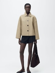 Mango Brown Collared Short Trench Coat - Image 1 of 6