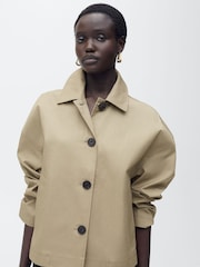 Mango Brown Collared Short Trench Coat - Image 2 of 6