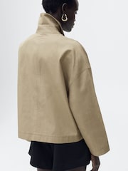 Mango Brown Collared Short Trench Coat - Image 3 of 6