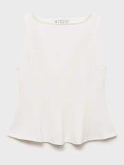 Mango White A-Line Boat Neck Fit & Flare Peplum Blouse - Image 5 of 6