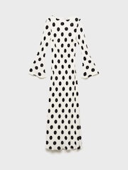 Mango Cream Flare Sleeve Polka Dot Dress - Image 5 of 6