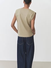 Mango Green Short Sleeve Cotton Top - Image 3 of 6