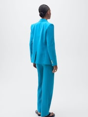 Mango Blue Straight Fit Suit Jacket - Image 3 of 7