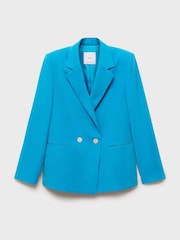Mango Blue Straight Fit Suit Jacket - Image 6 of 7