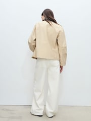 Mango Brown Contrast Collar Cotton Jacket - Image 4 of 7