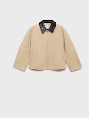 Mango Brown Contrast Collar Cotton Jacket - Image 7 of 7