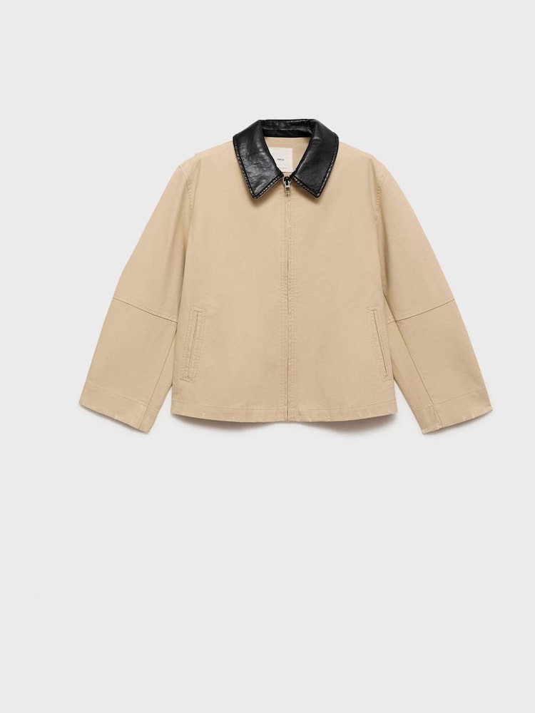 Mango Brown Contrast Collar Cotton Jacket - Image 7 of 7