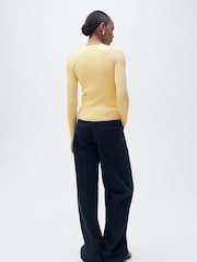 Mango Buttermilk Yellow Ribbed Cardigan - Image 3 of 6