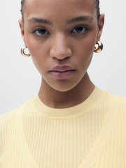 Mango Buttermilk Yellow Ribbed Cardigan - Image 4 of 6