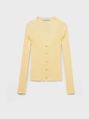 Mango Buttermilk Yellow Ribbed Cardigan - Image 5 of 6