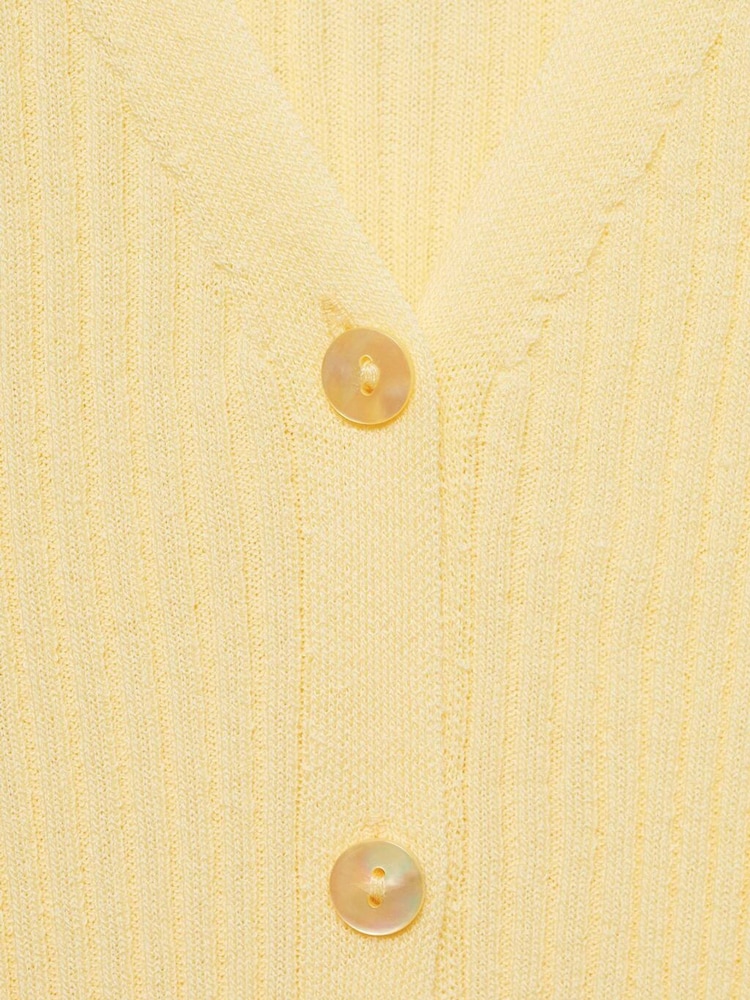 Mango Buttermilk Yellow Ribbed Cardigan - Image 6 of 6