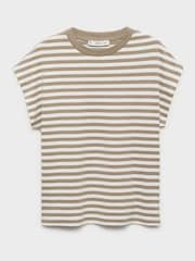 Mango Dark Brown Stripe Short Sleeved T-Shirt - Image 4 of 5