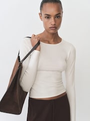 Mango Cream Fine Knit Fitted Top - Image 1 of 6