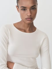 Mango Cream Fine Knit Fitted Top - Image 4 of 6