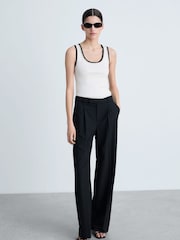 Mango White Contrasting Trim Vest Top - Image 2 of 6