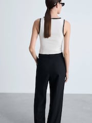 Mango White Contrasting Trim Vest Top - Image 3 of 6