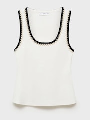 Mango White Contrasting Trim Vest Top - Image 5 of 6