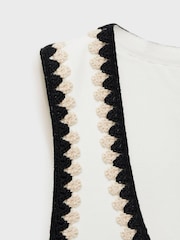 Mango White Contrasting Trim Vest Top - Image 6 of 6