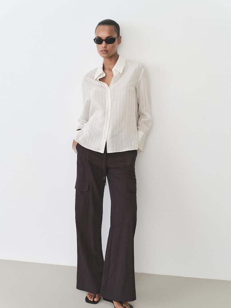 Mango Cream Long Sleeve Stripe Shirt - Image 1 of 7