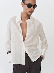 Mango Cream Long Sleeve Stripe Shirt - Image 3 of 7
