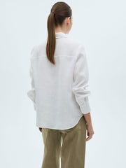 Mango Cream Straight Long Sleeve Linen Shirt - Image 3 of 7