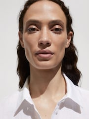 Mango Cream Straight Long Sleeve Linen Shirt - Image 4 of 7