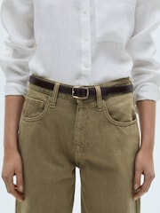 Mango Cream Straight Long Sleeve Linen Shirt - Image 5 of 7