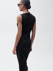 Mango Black Sleeveless Draped Midi Dress - Image 2 of 7