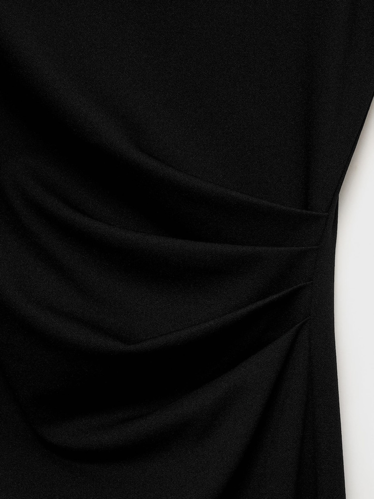 Mango Black Sleeveless Draped Midi Dress - Image 7 of 7