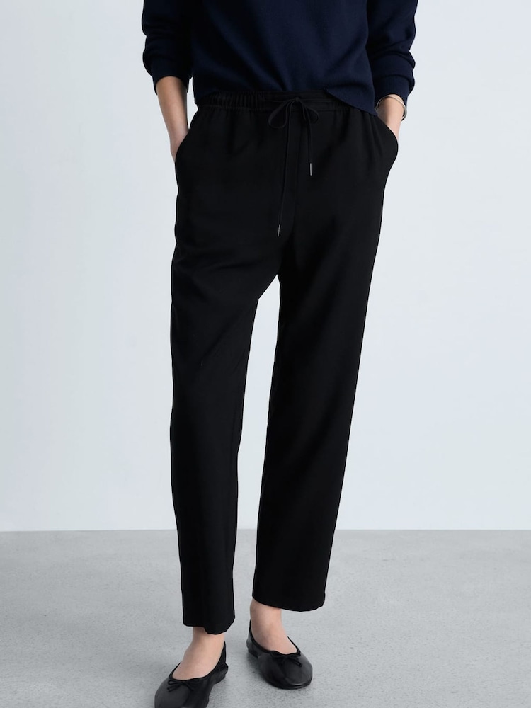 Mango Black Elasticated Waist Trousers - Image 1 of 6