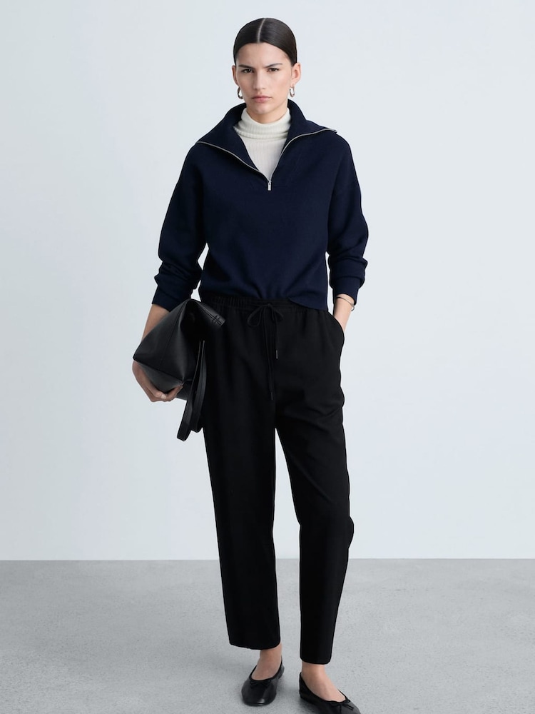 Mango Black Elasticated Waist Trousers - Image 2 of 6