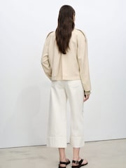Mango Cream Wide Leg 100% Cotton Crop Jeans - Image 2 of 6