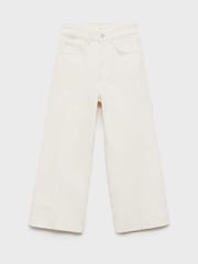 Mango Cream Wide Leg 100% Cotton Crop Jeans - Image 5 of 6