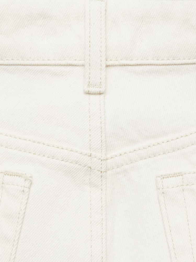 Mango Cream Wide Leg 100% Cotton Crop Jeans - Image 6 of 6