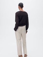 Mango Beige Elasticated Waist Trousers - Image 2 of 6