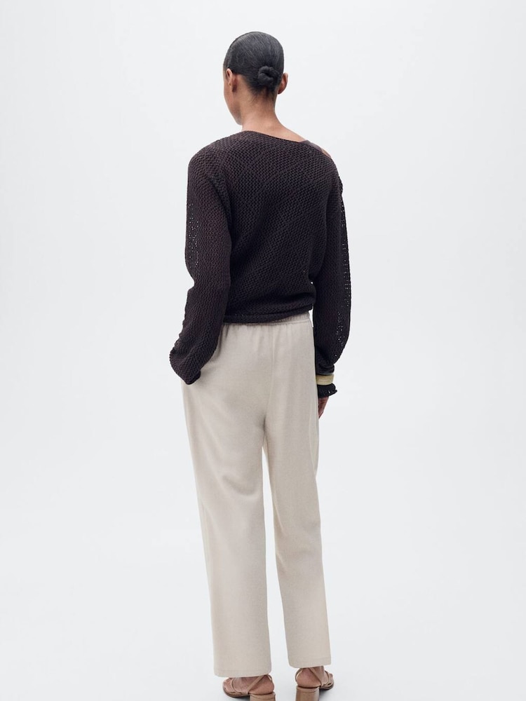 Mango Beige Elasticated Waist Trousers - Image 2 of 6