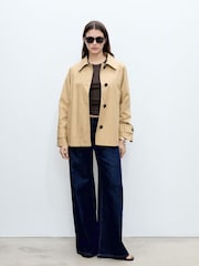 Mango Cream 100% Cotton Buttoned Parka - Image 1 of 7