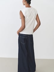 Mango White Short-Sleeved Cotton Tank Top - Image 2 of 6