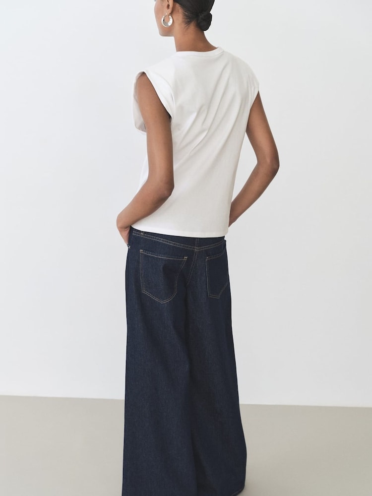 Mango White Short-Sleeved Cotton Tank Top - Image 2 of 6