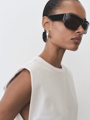 Mango White Short-Sleeved Cotton Tank Top - Image 4 of 6