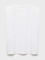 Mango White Short-Sleeved Cotton Tank Top - Image 5 of 6