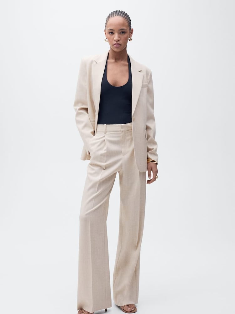 Mango Cream Structured Suit Jacket - Image 1 of 7